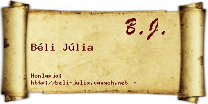 Béli Júlia névjegykártya
